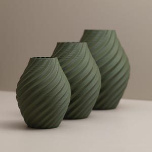 Olive Green Vase Set: Modern Home Decor, Green Ornament, Shelf Accessories