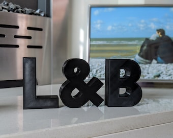 Personalised Decorative Letters Initials Ornament - 3D Printed in black, white or stone effect - Modern Design Font