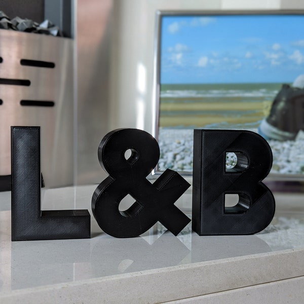 Personalised Decorative Letters Initials Ornament - 3D Printed in black, white or stone effect - Modern Design Font