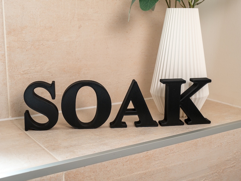 Soak Bathroom Ornament Freestanding Decorative Letters Serif Etsy UK
