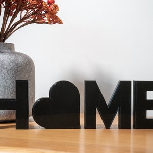 Home Decorative Letter Ornament With Love Heart - 3D Printed in Black, White, Navy Blue or Stone Effect