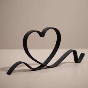 Freestanding Heart Ornament Line Art - Heart Outline Set - Heart Home Decor - Shelf Display Items Svart