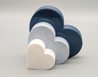Freestanding Heart Ornaments - Triple Heart home decor in navy blue, white and stone effect grey