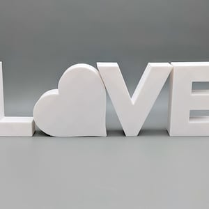 Home Decorative Letter Ornament With Love Heart 3D Printed in Black, White, Navy Blue or Stone Effect image 6