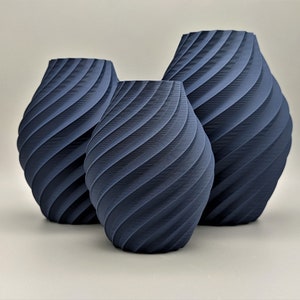 Ensemble de 3 tourbillons décoratifs I Bleu marine, blanc, noir, rose ou gris effet pierre I Vases légers pour fleurs séchées artificielles