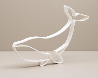 White Whale: Line Art Bathroom Ornament, Shelf Decor, Freestanding