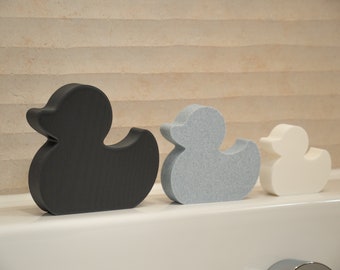 Freestanding Duck Bathroom Ornament - Set of Thermoplastic Ducks - home decor in black, stone effect grey and white