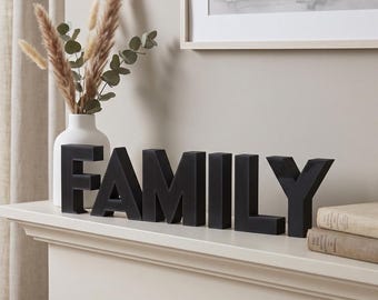 Family Decorative Letter Ornament: Word Home Decor, Sign for Home, Shelf, Media Wall or Mantle Decor