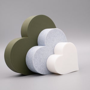 Freestanding Heart Ornaments - Triple Heart home decor in sage green ( olive green ), white and stone effect grey