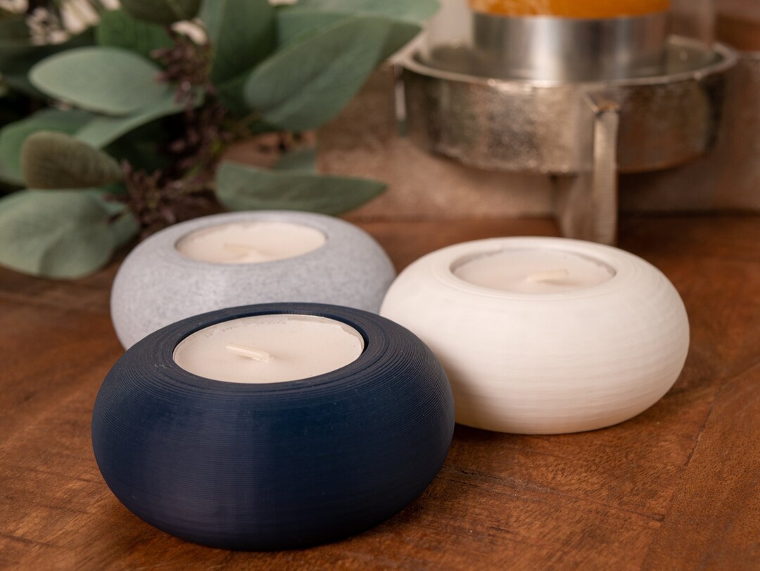 Round Tealight Candle Holder Set of 3 Circular Modern Tea Light Holder