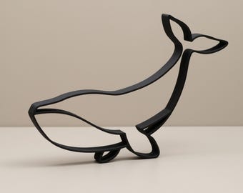 Whale Bathroom Ornament: Black Bathroom Decor, Shelf Sitter, Minimalist Line Art