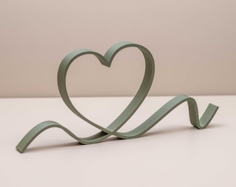 Olive Green Heart Line Art: Home Decor, Shelf Ornament, Home Accessories