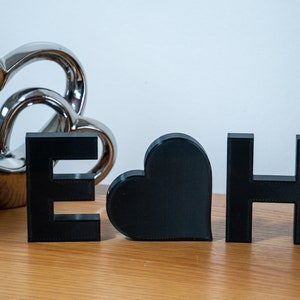 Personalised Decorative Letters Initials Ornament - 3D Printed in black, white or stone effect - Modern Design Font