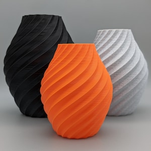 Swirl Decorative Ornament I Orange, Black and Stone Effect Grey I Thermoplastic Lightweight Vase for Artificial Dried Flowers - Eco Friendly