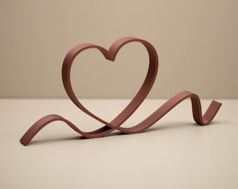 Copper Heart Ornament Line Art - Heart Outline Set - Metallic Home Decor - Shelf Display Items