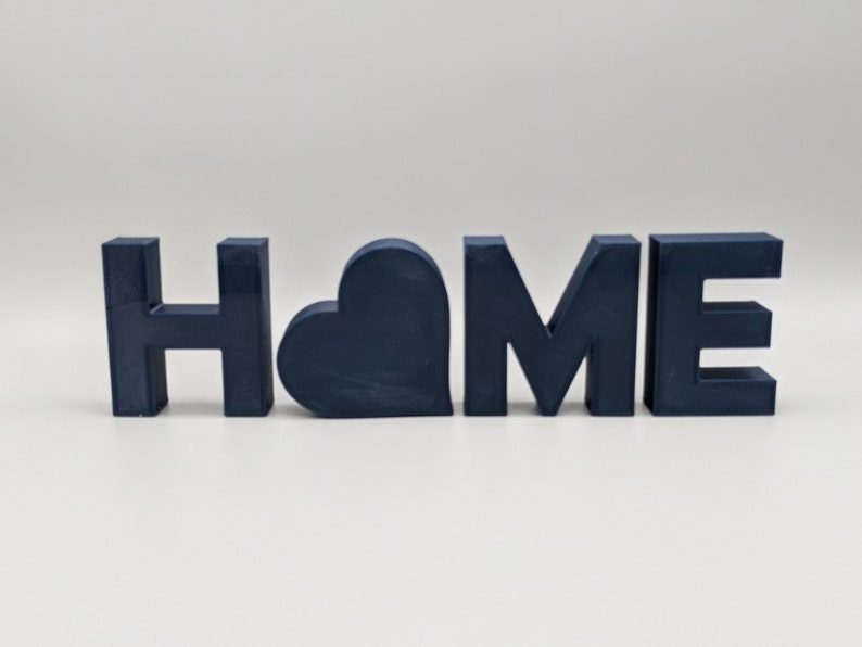 Home Decorative Letter Ornament With Love Heart 3D Printed in Black, White, Navy Blue or Stone Effect image 7