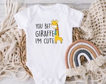 DIGITAL DOWNLOAD You Bet Giraffe I'm Cute Baby Baby Bodysuit, Funny Animal Baby Bodysuit, Giraffe Baby Clothes, Cute Baby Baby Bodysuits,