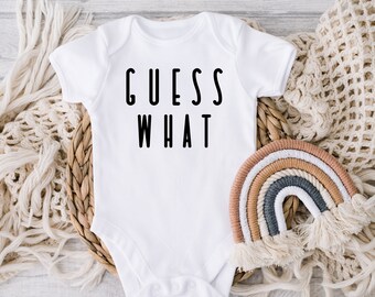 DIGITAL DOWNLOAD Guess What Chicken Butt Baby Romper, Funny Baby Bodysuit, Baby Shower Gift, Gender Neutral Baby Gift, Rae Dunn, Double