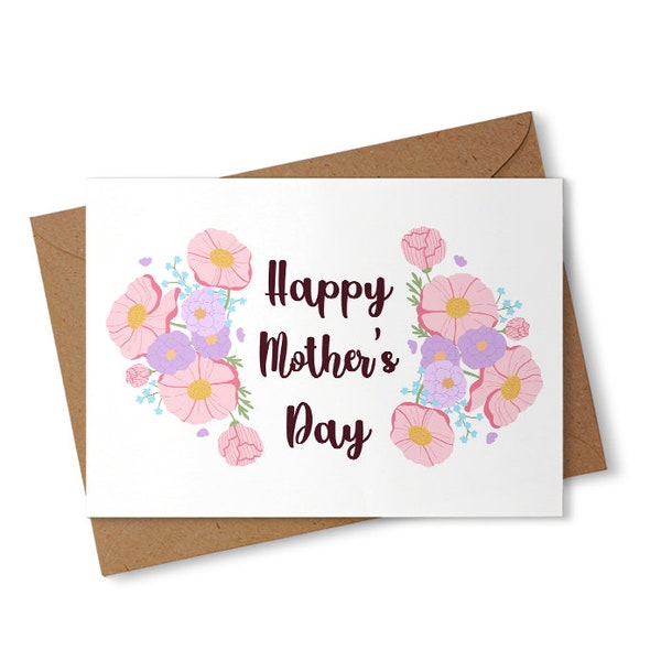 DIGITAL DOWNLOAD Mother's Day Cards - Loving Small Note Card Set - Elegant Flowers