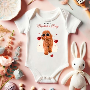 Lustiges Cavapoo Muttertagsgeschenk - Süßer Hund mit Sonnenbrille und Rose - Bezaubernde Hundemutter Karte für Muttertag oder Tierliebhaber [ON-95]