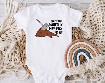 DIGITAL DOWNLOAD Only The Worthy May Pick Me Up Custom Baby Bodysuit Funny Kids Shirt Custom Toddler Cute Baby Bodysuit Baby Shower Gift