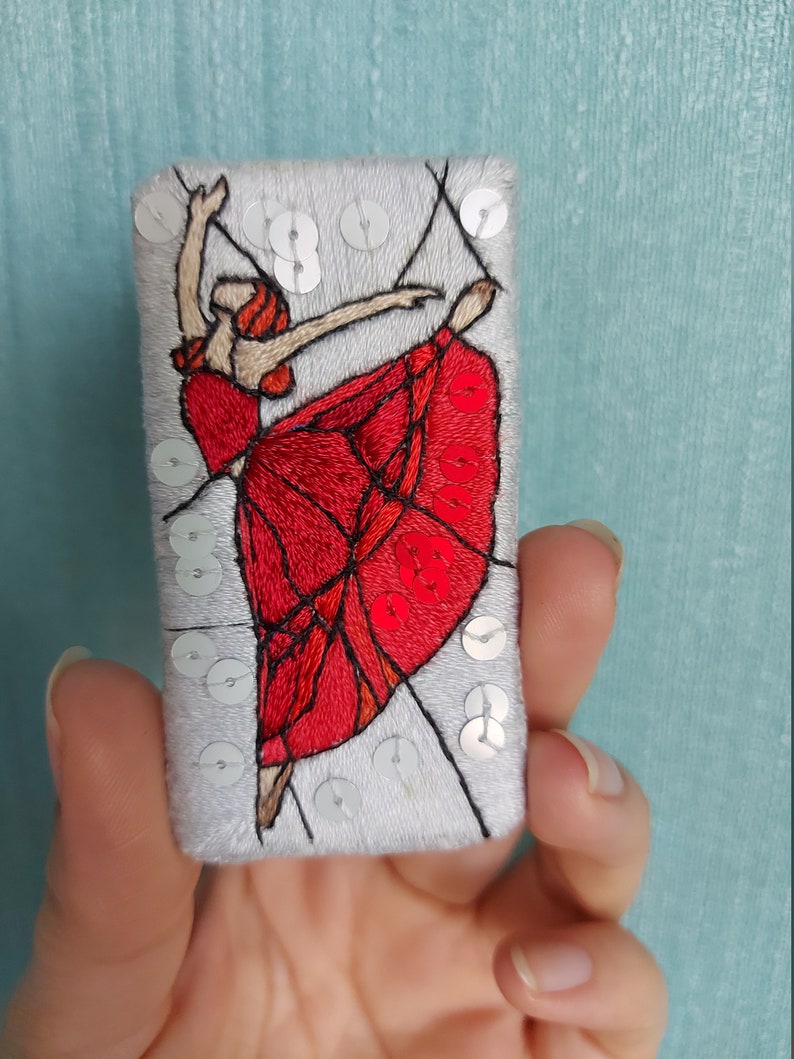 Dancer hand embroidered brooch Ballerina pin Brooch ballet dancer Gift idea for Dancer