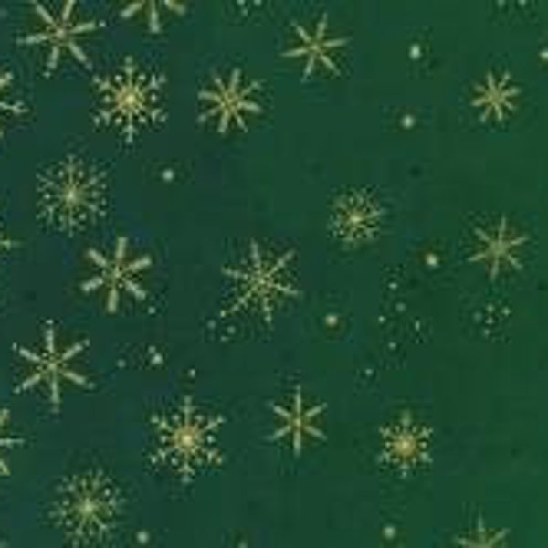 Ombre Flurries Fabric by the Yard, Ombre Flurries Christmas Green 10874 431MG. Winter Snowflakes Ombre Metallic V & Co.Vanessa Christenson