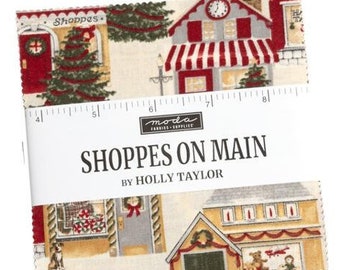 Shoppes On Main Charm Pack. Winter Fabric by Holly Taylor for Moda. PreCut for Quilting. Home Decor Cottage core fabric. Holiday Fabric
