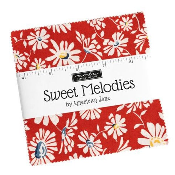 Sweet Melodies Charm Pack. Fabric by American Jane for Moda. PreCut for Quilting. Home Decor Cottage core fabric. Floral Fabric.