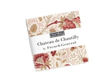 SALE Chateau de Chantilly Mini Charm Pack. Floral Fabric by French General 4 Moda. PreCut for Quilting. Home Decor Cottage core fabric. New