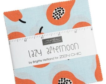 Lazy Afternoon Charm Pack. Contemporary Fabric by Zen Chic for Moda. Elegant Quilt Fabric. Cottage Core Fabric. 5 inch square