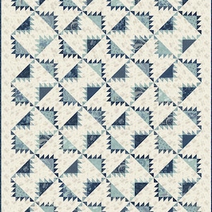 SISTER BAY Quilt Kit by Moda. Nautical Quilt. Quilt size: 66&quot; x 81&quot; includes fabric for top, binding, pattern plus Cake mix triangle paper