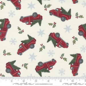 SALE Holly Berry Tree Farm Fabric by the yard. Deb Strain for Moda. Holly Berry Tree Farm White 56032 11. End of Bolt 1 yd+35&quot; x44&quot;