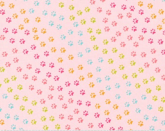 NEW Release Here Kitty Kitty fabric by the yard. By Stacy Iest Hsu for Moda. Quilting Cotton. Kitty Footprint Fabric 2023 Pink