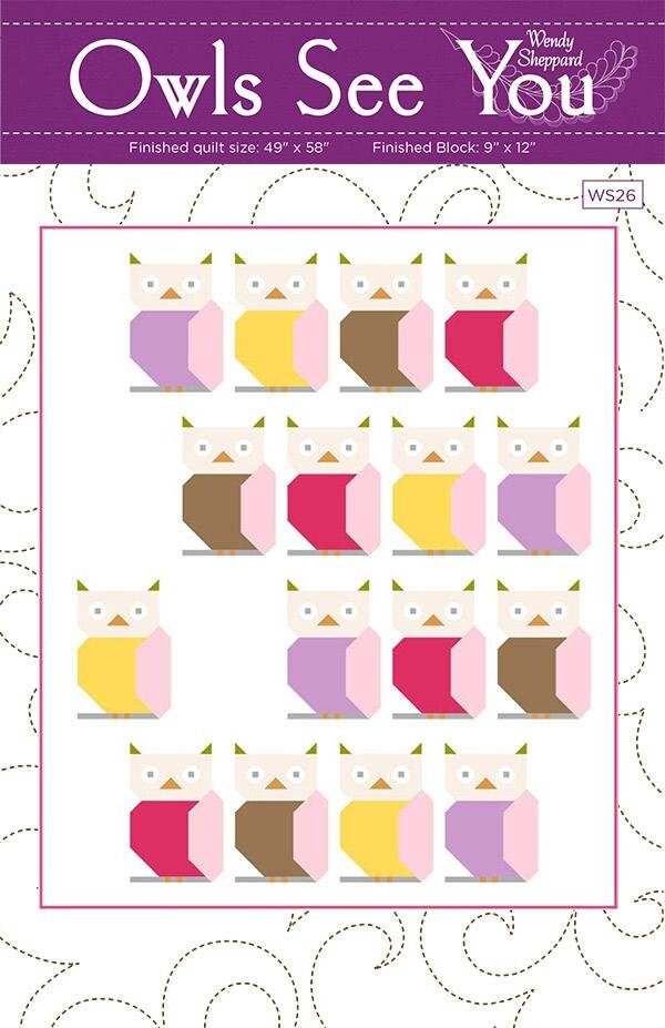 NEW Quilt Pattern Owls See You, Owls See you by Wendy Sheppard, Project size: 49x58 Halloween Fabric