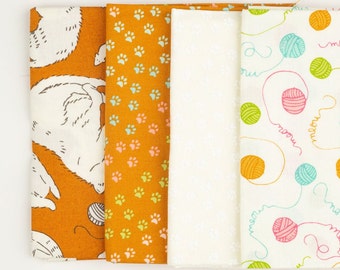 NEW Release Here Kitty Kitty 4 curated fat quarter bundle. By Stacy Iest Hsu for Moda. PreCut for Quilting. Kitty Fabric Fabric 2023
