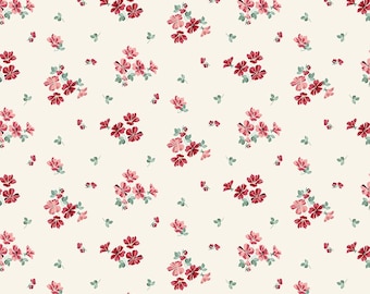 Floral Print Cream Fabric for Quilting, by the Yard Love You Always by Sandy Gervais for Riley Blake