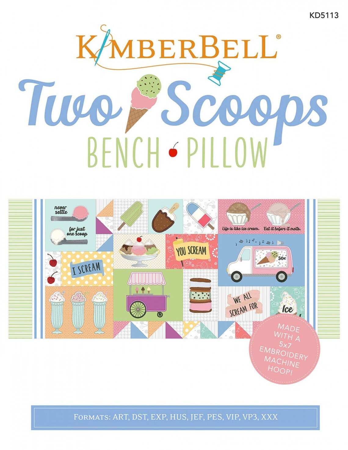 Two Scoops Bench Pillow by Kimberbell. New Release. Machine Etsy
