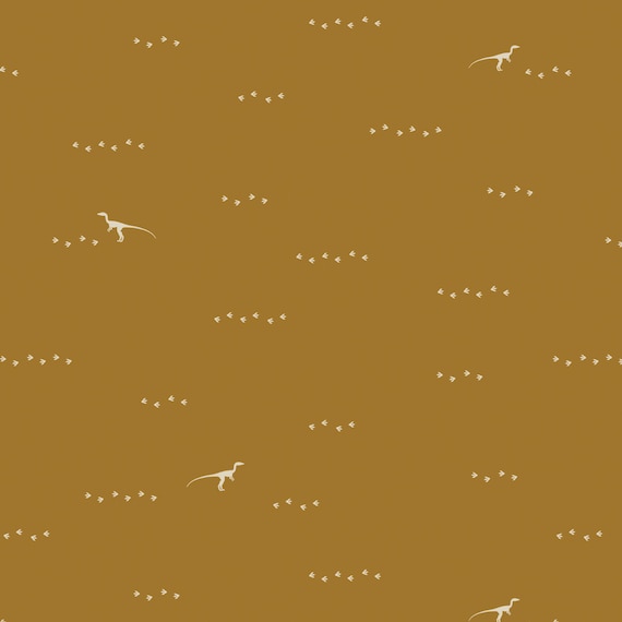 Tiny Dinosaur Print Fabric, Golden Brown Novelty Fabric by Riley Blake