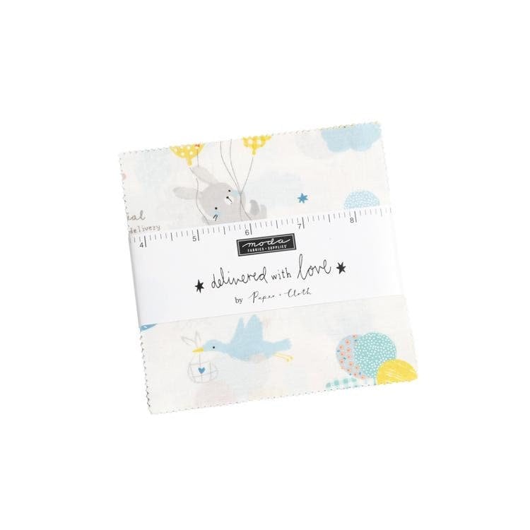 Delivered with Love mini charm pack, 42 squares per pack, Pre-Cuts. Quilt Fabric. By Paper & Cloth for Moda. 2.5 " square includes 2 minis