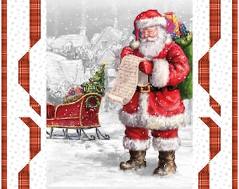 Santa Quilt Kit, Fabric Cafe Pattern, Panel and Coordinating Fabric
