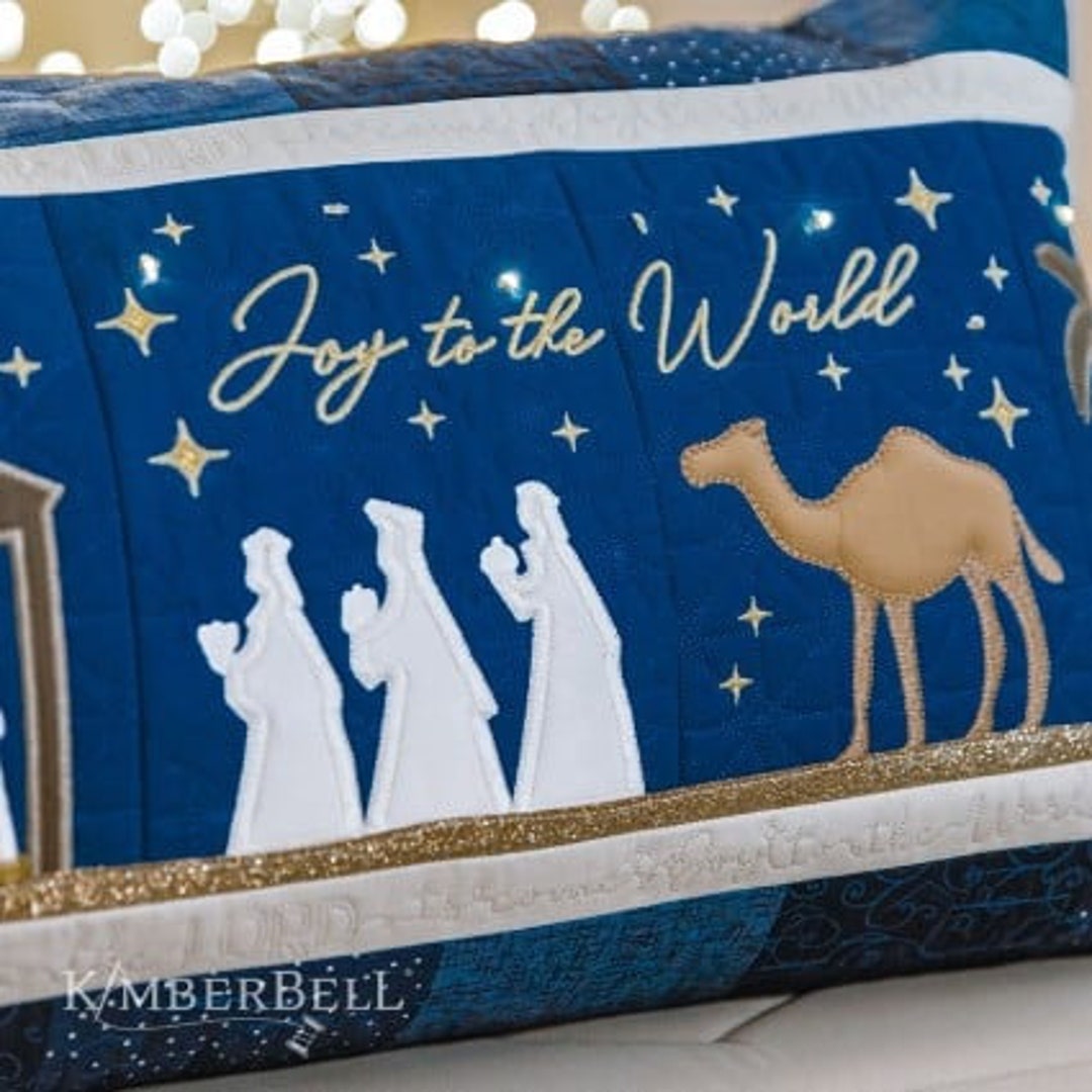 Kimberbell Nativity Bench Pillow Machine Embroidery CD. Nativity Bench Pillow Fabric Kit