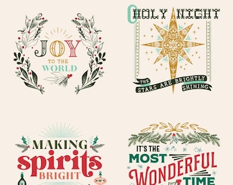 Cheer & Merriment Christmas Fabric Panel, Moda, Cottagecore Home Decor