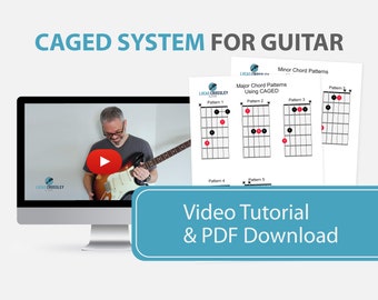 Das C A G E D System für Gitarre. HD-Video-Lektion plus druckbare Diagramme aller 10 Dur- und Moll-Akkordformen