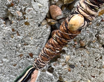 Mandala Style Hemp Jute Dreadlock Wrap — Jasper Stone Accent — Masculine Vibes (19.5”)