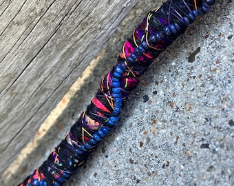 Mandala Style Comet Trails Dread Wrap • UV Responsive • Beadcore •• Cosmic Drift •• (19.25”)
