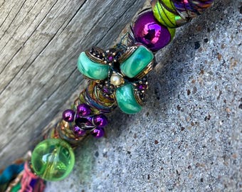 Mandala Style Jazzy Nights Bead Wrap • Bold and Bright Accent •• Mardi Gras Masquerade •• (17.75”)