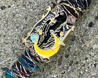 Mandala Style Moon Bright Soul Dreadlock Hair Wrap Accent •• Wolf and Raven •• (13.5”)