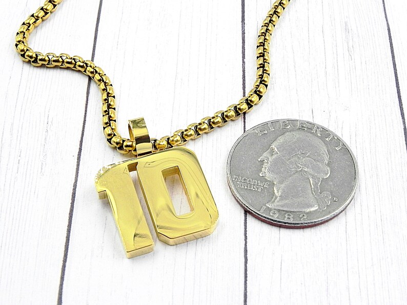 Gold Number 10 Pendant Etsy