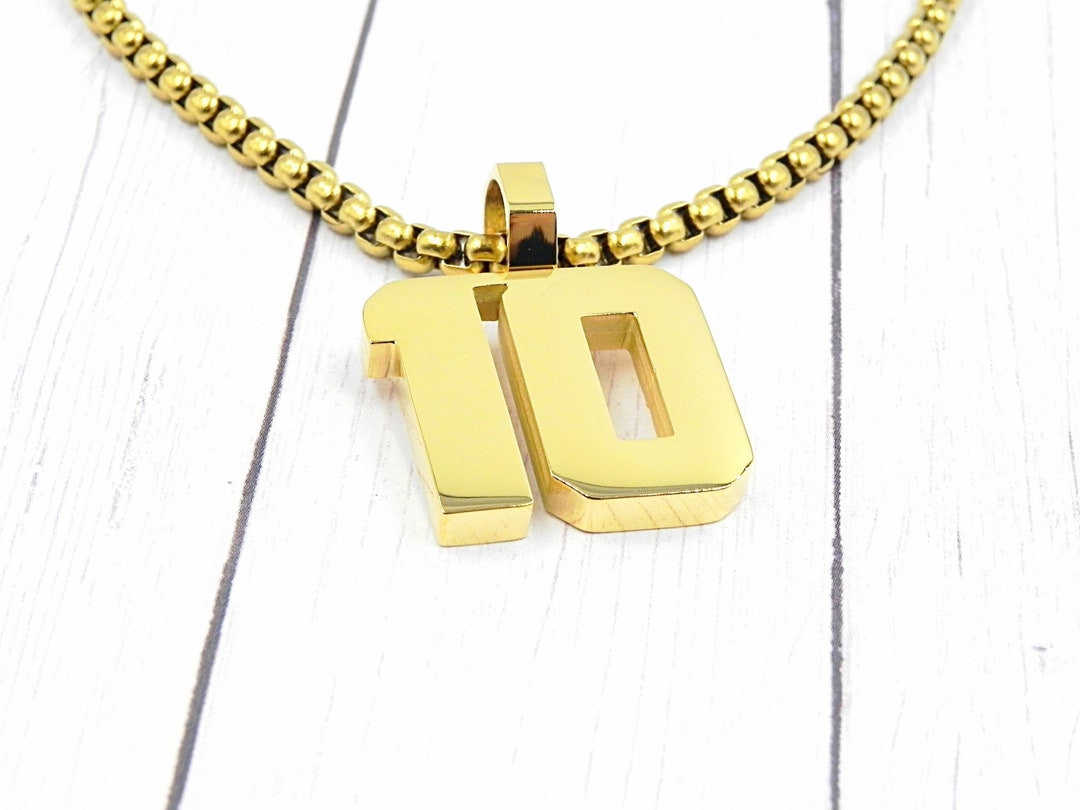 Gold Number 10 Pendant Etsy